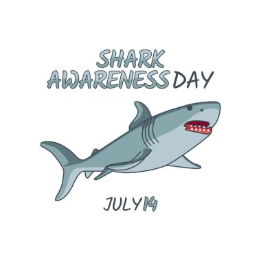 Köpekbalığı farkındalığı gününün vektör grafiği köpekbalığı farkındalığı günü kutlamaları için iyidir. düz dizayn. İlan tasarımı. Düz illüstrasyon.