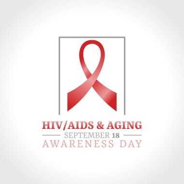 HIV AIDS ve Yaşlanma Bilinci Günü 'nün vektör grafiği HIV AIDS ve Yaşlanma Bilinci Günü kutlamaları için iyidir. düz dizayn. İlan tasarımı. Düz illüstrasyon.