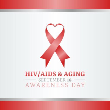 HIV AIDS ve Yaşlanma Bilinci Günü 'nün vektör grafiği HIV AIDS ve Yaşlanma Bilinci Günü kutlamaları için iyidir. düz dizayn. İlan tasarımı. Düz illüstrasyon.