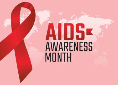 AIDS farkındalığı ayının vektör grafiği AIDS farkındalık ayı kutlamaları için iyidir. düz dizayn. İlan tasarımı. Düz illüstrasyon.