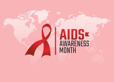 AIDS farkındalığı ayının vektör grafiği AIDS farkındalık ayı kutlamaları için iyidir. düz dizayn. İlan tasarımı. Düz illüstrasyon.
