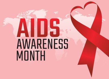 AIDS farkındalığı ayının vektör grafiği AIDS farkındalık ayı kutlamaları için iyidir. düz dizayn. İlan tasarımı. Düz illüstrasyon.