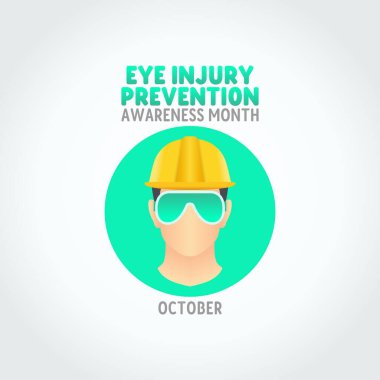 Göz yaralanması ayının vektör grafiği göz yaralanması farkındalığı ayı kutlamaları için iyidir. düz dizayn. İlan tasarımı. Düz illüstrasyon.