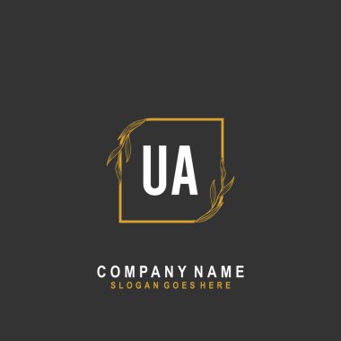 İlk harf UA İmza, güzellik monogramı ve zarif logo tasarımı, ilk imzalı el yazısı logosu, düğün, moda, çiçek ve botanik, yaratıcı şablon
