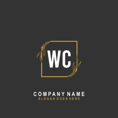 İlk harf WC imzası, güzellik monogramı ve zarif logo tasarımı, ilk imzalı el yazısı logosu, düğün, moda, çiçek ve botanik yaratıcı şablona sahip.