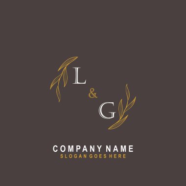İlk LG güzellik monogramı ve zarif logo tasarımı, ilk imzadan oluşan el yazısı logosu, düğün, moda, çiçek ve botanik logo tasarımı.