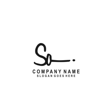 İlk harf SO İmza El yazısı Logo Vektörü