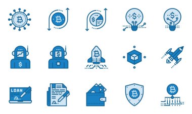 Finansal Endüstri Hattı Icons Blue line, Robot, Cüzdan, Startup