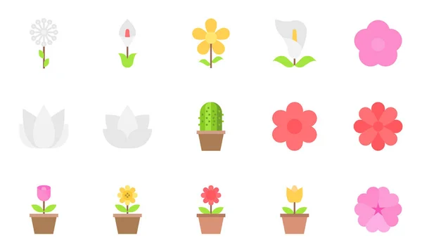 Flor Iconos Vector Ilustrador Floral Rosa Cactus — Vector de stock