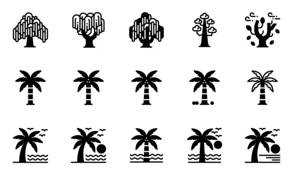 Iconos Árbol Vector Ilustración Ecología Naturaleza Árbol Coco — Archivo Imágenes Vectoriales