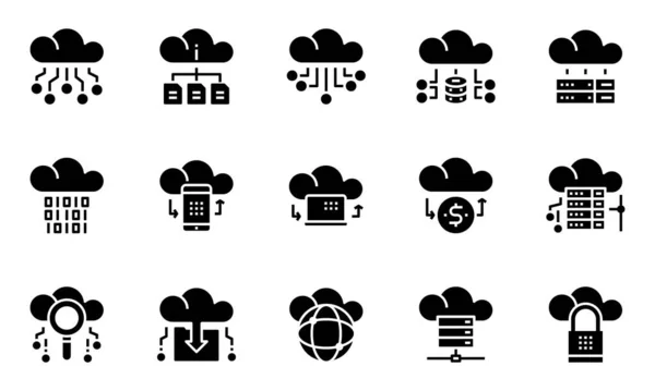 Cloud Data Technology Services Iconos Vector Red Base Datos Descargar — Vector de stock