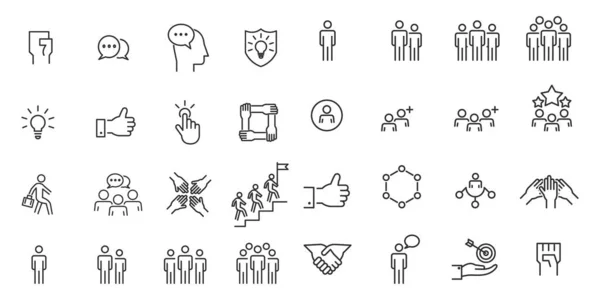 People Business Icons Line Work Group Team Vector — Stock Vector