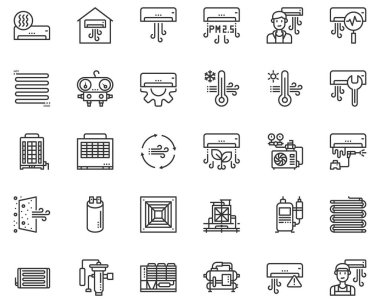 HVAC sistem simgesi vektörü, klima, kapalı hava kalitesi