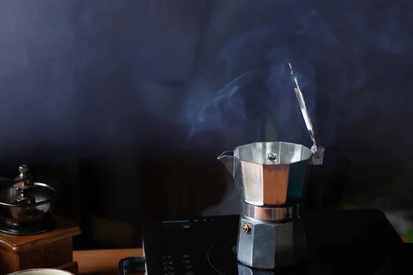 Moka Pot for making coffee and smoke for fresh coffee