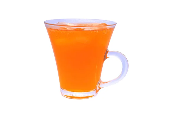 Jus Orange Dans Verre Transparent Sur Fond Blanc — Photo