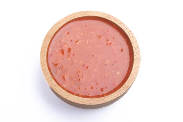 Sukiyaki Sauce Einer Hölzernen Tasse Auf Weißem Hintergrund — Stockfoto