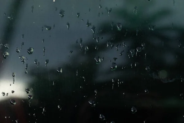 Rain Drops Window Black Floor Glass — Stock Photo, Image