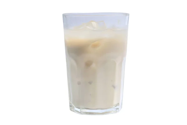Beyaz Arka Planda Berrak Bir Bardakta Soğuk Taze Süt — Stok fotoğraf