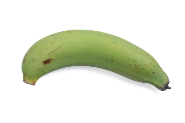 Fruta Plátano Verde Sin Adornos Sobre Fondo Blanco — Foto de Stock