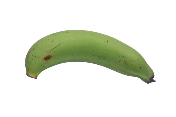 Groene Banaan Fruit Onversierd Witte Achtergrond — Stockfoto