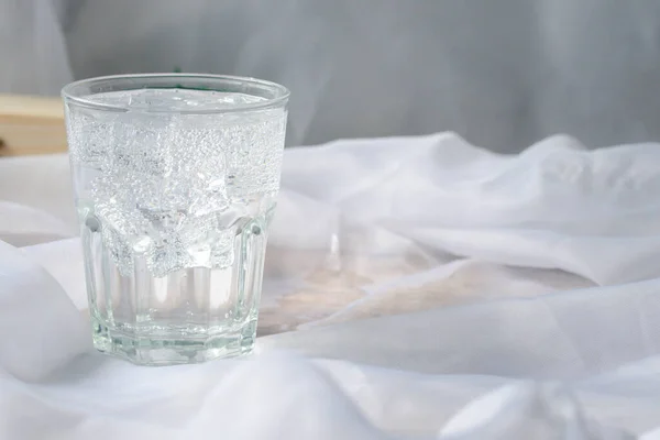Soda Water Ice Clear Glass Copy Space — Stockfoto