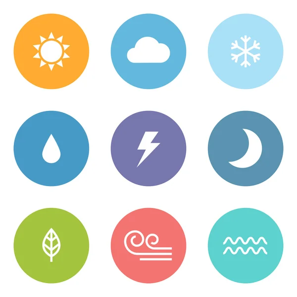 Ploché styl ikony počasí — Stockový vektor
