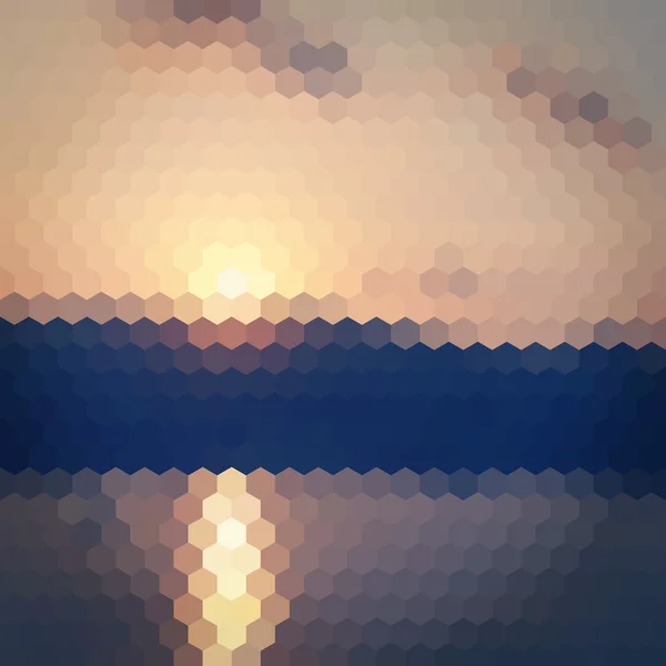Heller hexagonaler Hintergrund des Sonnenuntergangs — Stockvektor