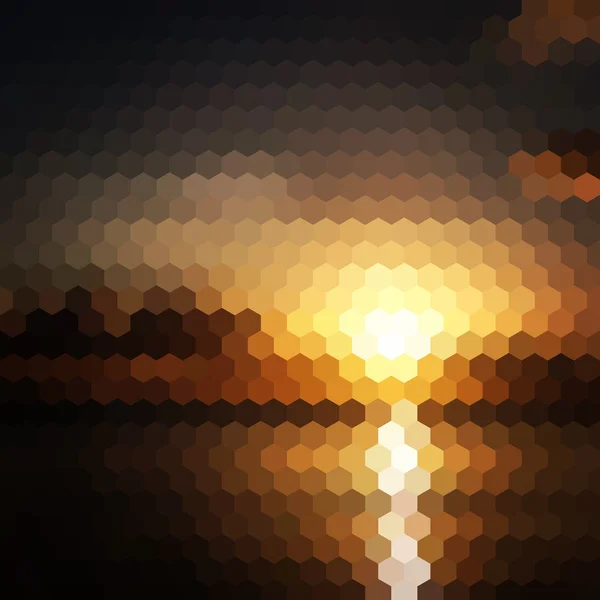 Coucher de soleil hexagone fond abstrait — Image vectorielle