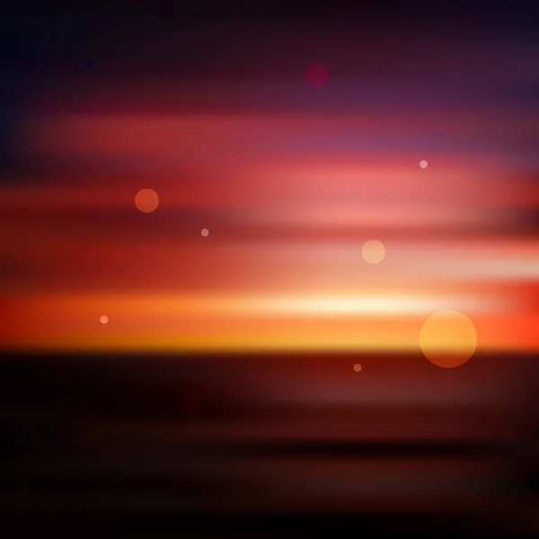 赤い日没の背景をぼかし — ストックベクタ