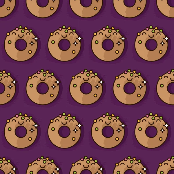 Modèle de beignet Kawaii — Image vectorielle