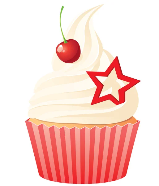 Cupcake with cherry — Stock Vector