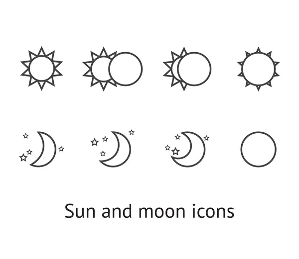 Slunce a měsíc ikony — Stockový vektor
