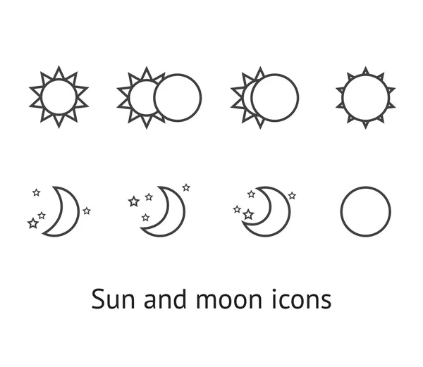 Iconos de sol y luna — Vector de stock