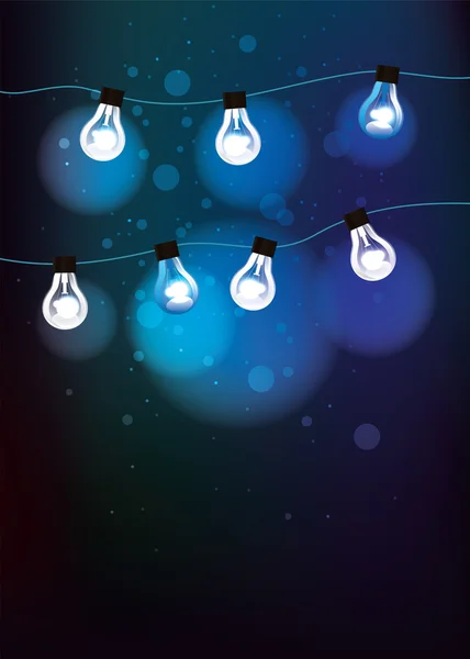 Blue background with light bulbs — Stock Vector