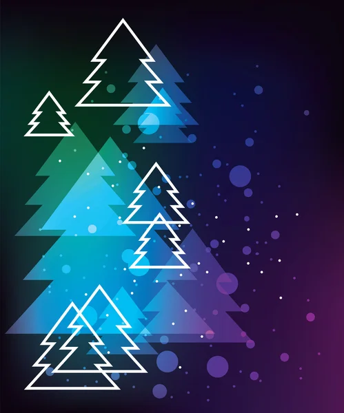 Kerstkaart met dennenbomen — Stockvector