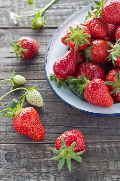 Fresas en tazón de esmalte — Foto de Stock