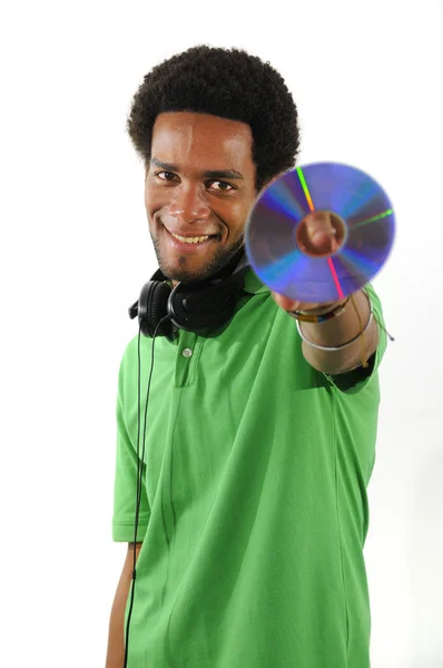 Gai africain guy holding CD — Photo