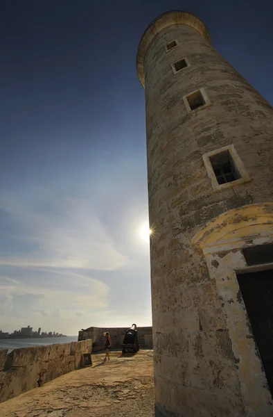 Faro de la fortaleza de El Morro en havana — Foto de Stock