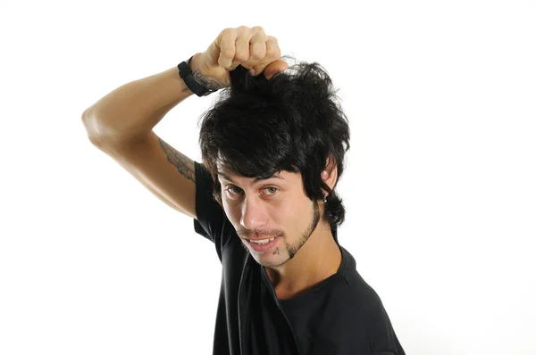 Cool adam onun saçını çekme — Stok fotoğraf