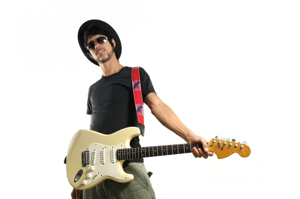 Funky guitarist isolated — Stock Photo, Image