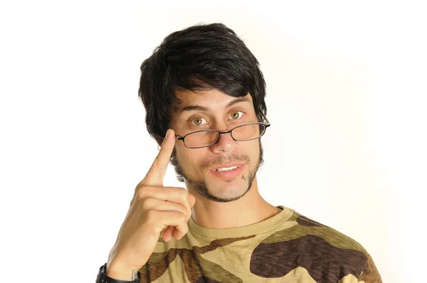 Latino-Mann mit Brille — Stockfoto