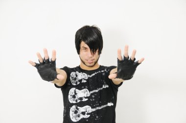 Trendy adam ellerini gösterilen