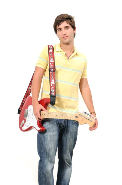 Guitarrista adolescente isolado — Fotografia de Stock