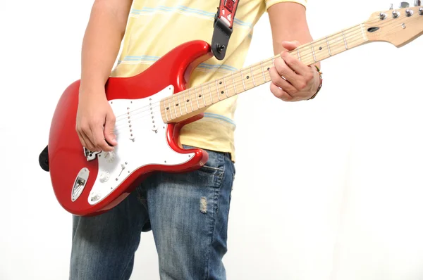 Hrát na elektrickou kytaru — Stock fotografie