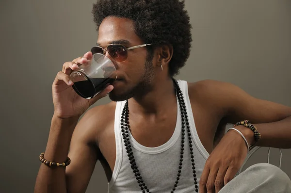 African man drinking — Stock Photo, Image