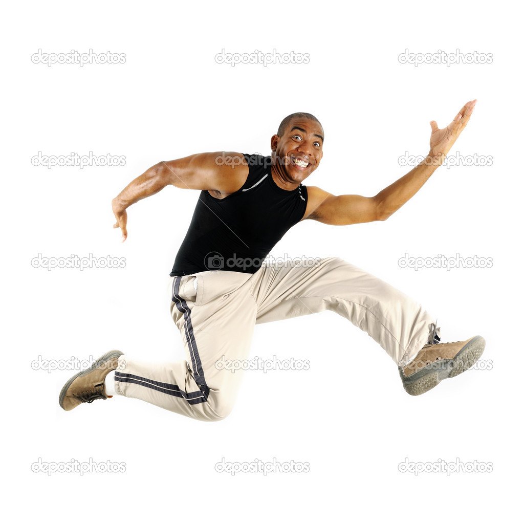 African man jumping