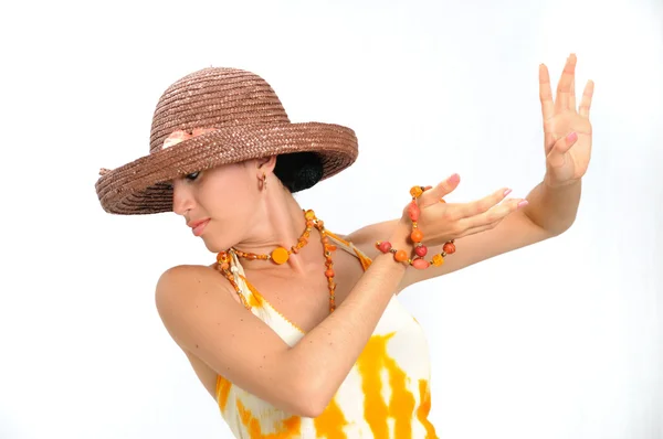 Young woman with hat — Stock Photo, Image