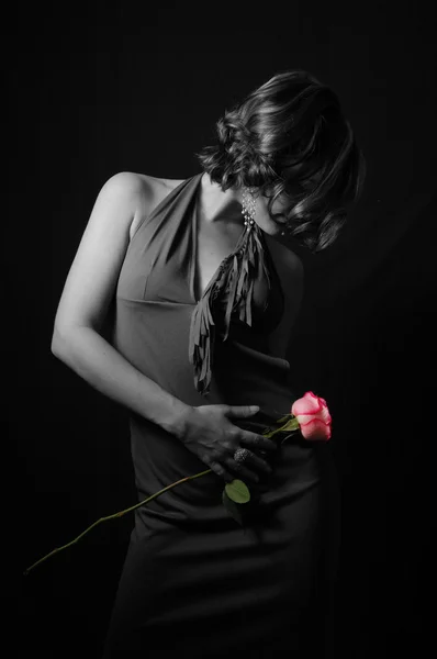 Beauty with rose — Stock Photo, Image