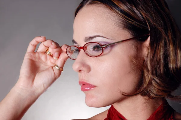 Kvinde med briller - Stock-foto