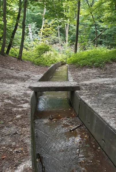 Drainage System Forest Drain Rainwater Stream Flows Bottom — Stock Fotó